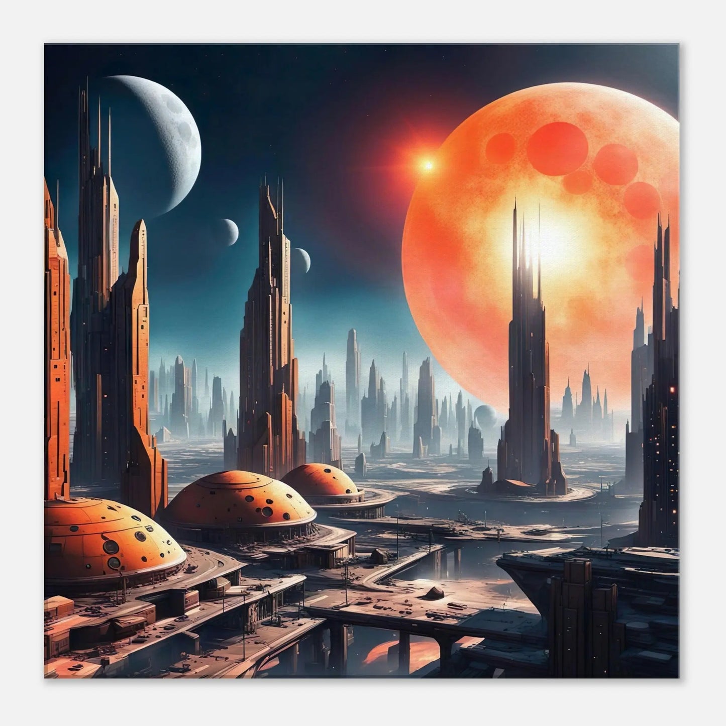 Leinwandbild - Futuristische Welt - Digitaler Stil, KI-Kunst, Sci-Fi, 60x60-cm-24x24 - RolConArt