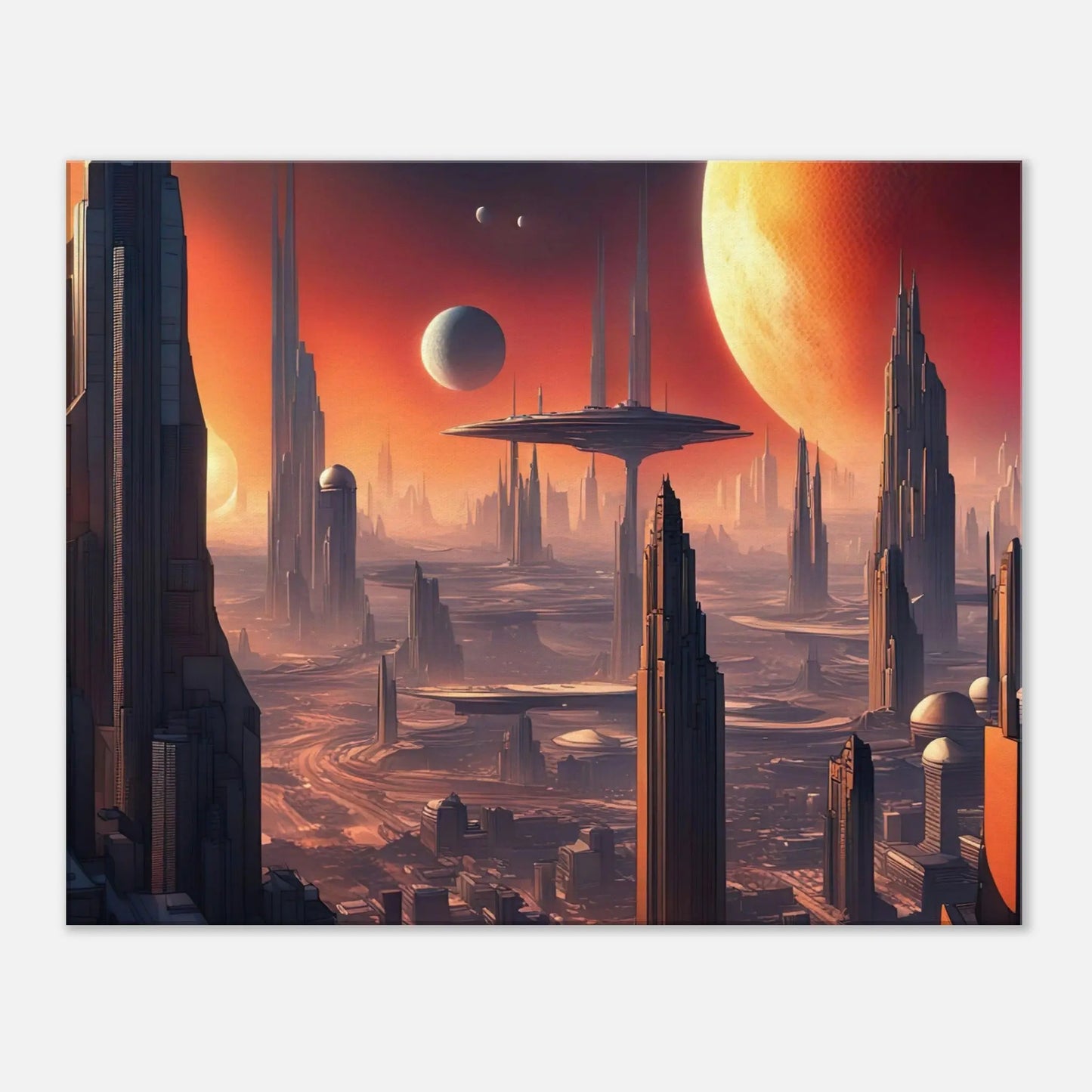 Leinwandbild - Futuristische Welt - Digitaler Stil, KI-Kunst, Sci-Fi, 60x75-cm-24x30 - RolConArt