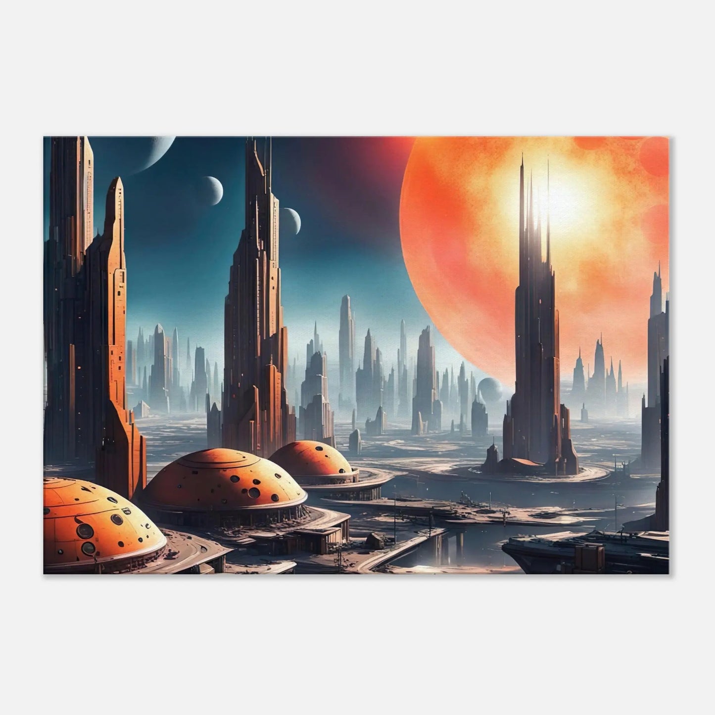 Leinwandbild - Futuristische Welt - Digitaler Stil, KI-Kunst, Sci-Fi, 70x100-cm-28x40 - RolConArt