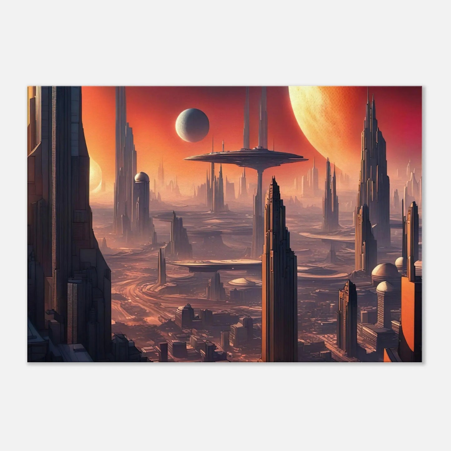 Leinwandbild - Futuristische Welt - Digitaler Stil, KI-Kunst, Sci-Fi, 70x100-cm-28x40 - RolConArt