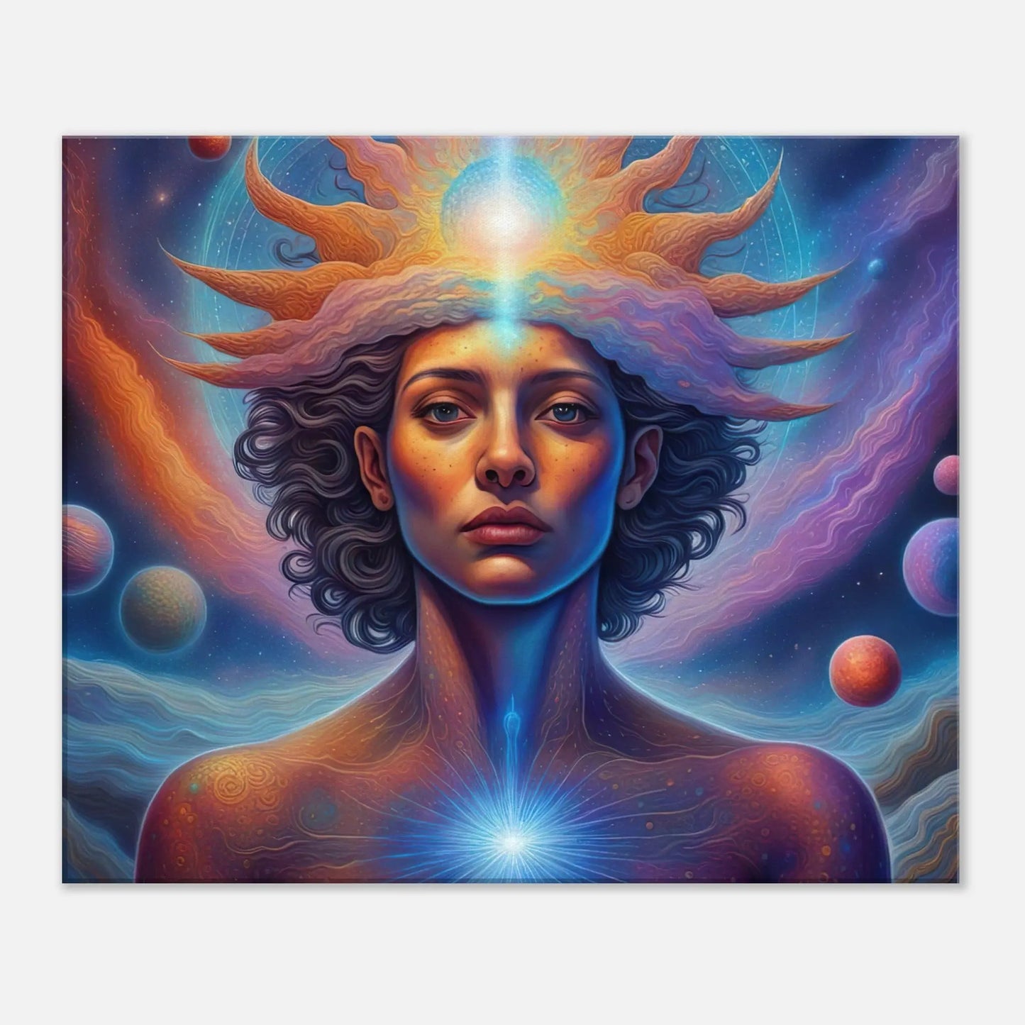 Leinwandbild - Körper und Kosmos - Digitaler Stil, KI-Kunst, Spirituelle Vielfalt, 50x60-cm-20x24 - RolConArt