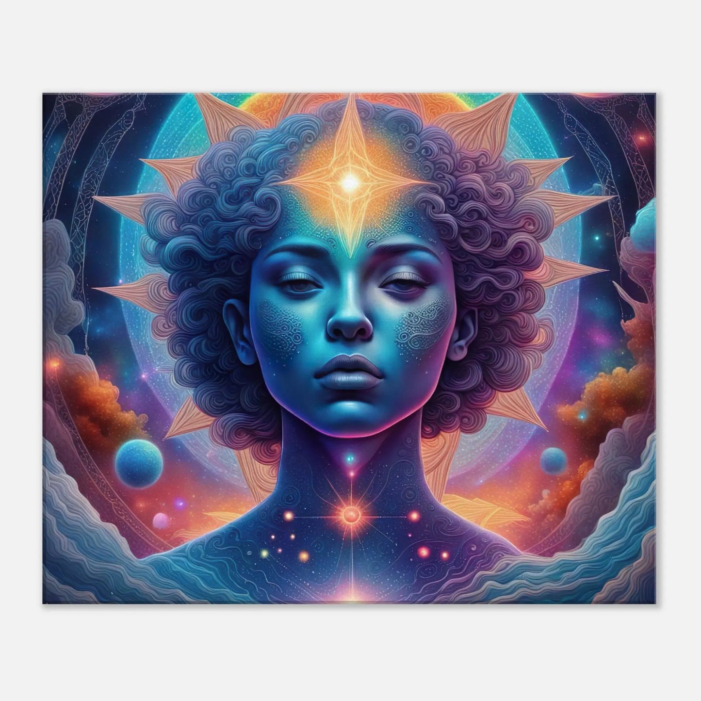 Leinwandbild - Körper und Kosmos - Digitaler Stil, KI-Kunst, Spirituelle Vielfalt, 50x60-cm-20x24 - RolConArt