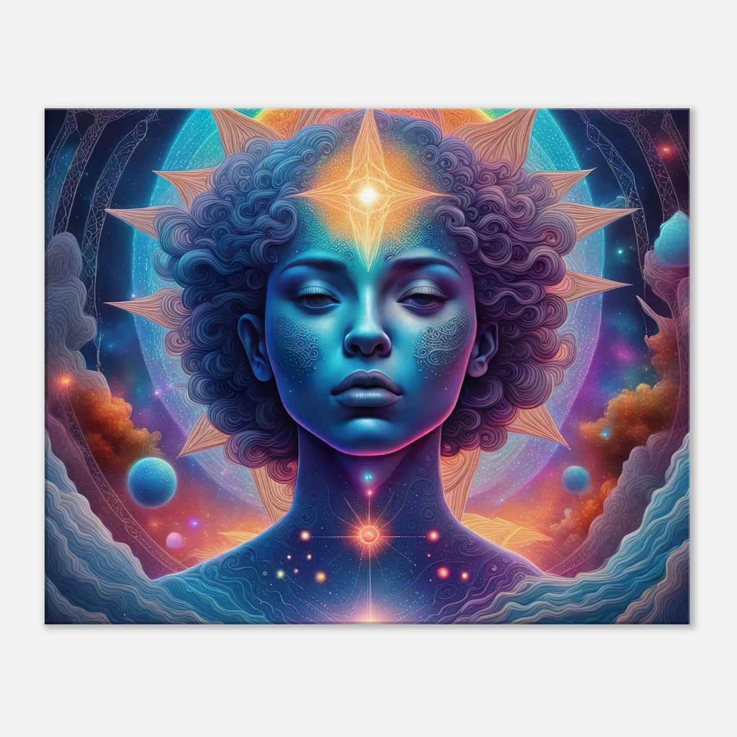Leinwandbild - Körper und Kosmos - Digitaler Stil, KI-Kunst, Spirituelle Vielfalt, 60x75-cm-24x30 - RolConArt