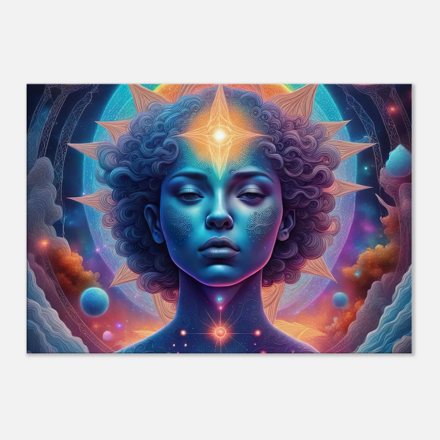 Leinwandbild - Körper und Kosmos - Digitaler Stil, KI-Kunst, Spirituelle Vielfalt, 70x100-cm-28x40 - RolConArt