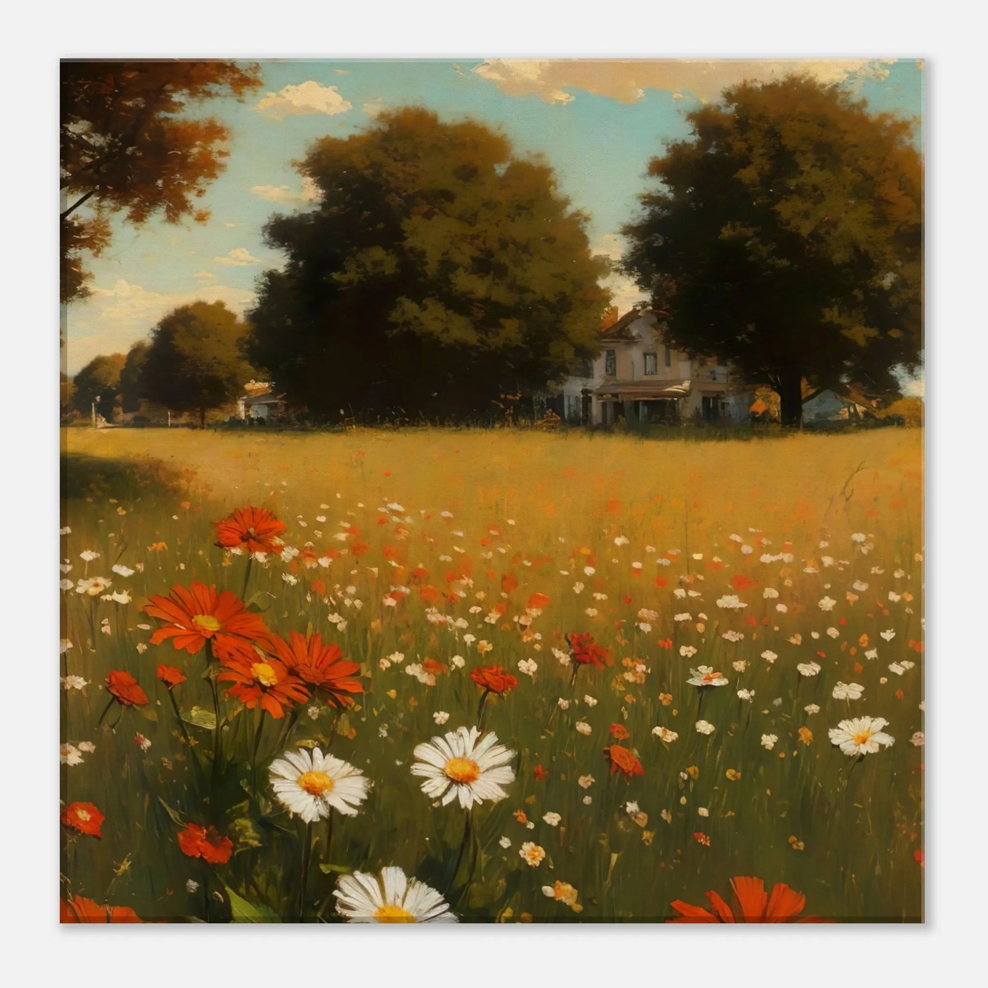 Leinwandbild - Landschaft der Stille - Malerischer Stil, KI-Kunst, Landschaften, 40x40-cm-16x16 - RolConArt