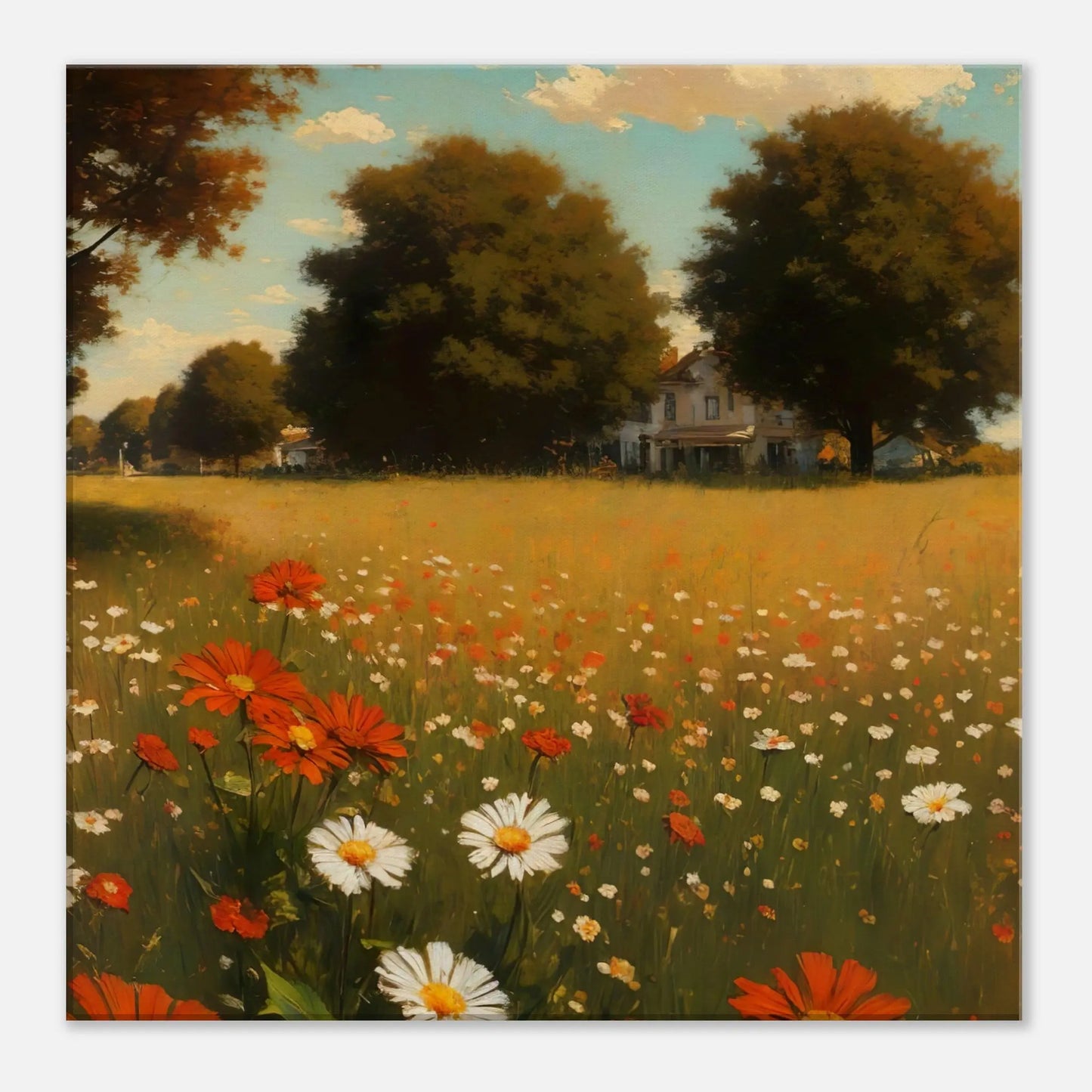 Leinwandbild - Landschaft der Stille - Malerischer Stil, KI-Kunst, Landschaften, 50x50-cm-20x20 - RolConArt