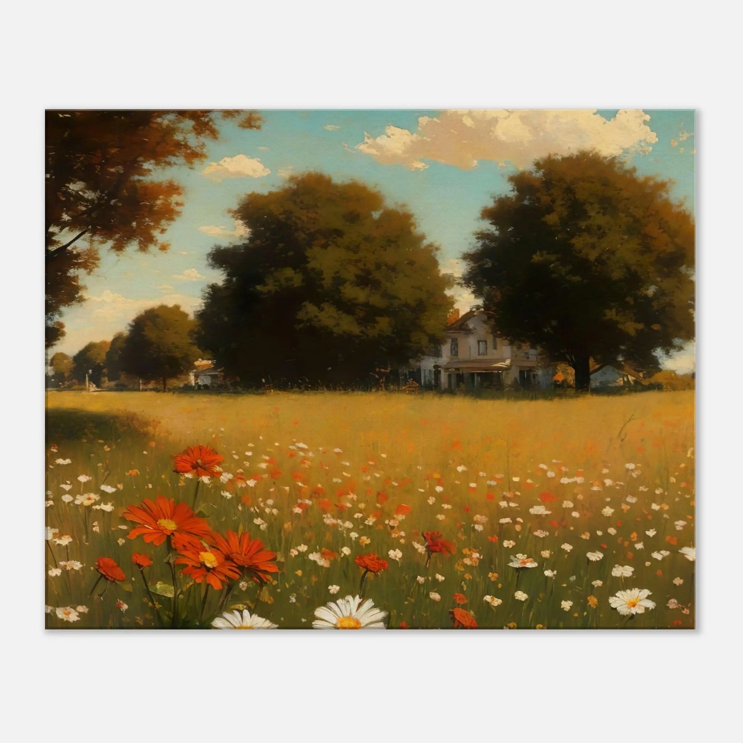 Leinwandbild - Landschaft der Stille - Malerischer Stil, KI-Kunst, Landschaften, 60x75-cm-24x30 - RolConArt