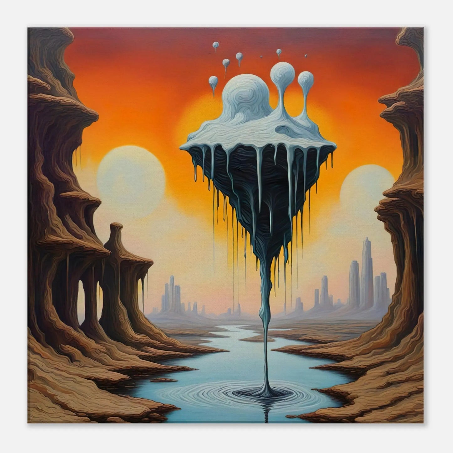 Leinwandbild - Surreale Landschaft - Digitaler Stil, KI-Kunst, Surreale Landschaften, 50x50-cm-20x20 - RolConArt