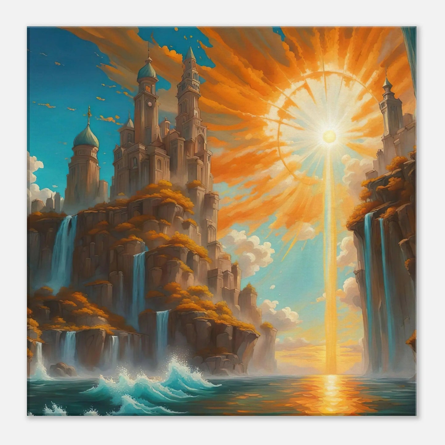 Leinwandbild - Surreale Landschaft - Malerischer Stil, KI-Kunst, Surreale Landschaften, 50x50-cm-20x20 - RolConArt