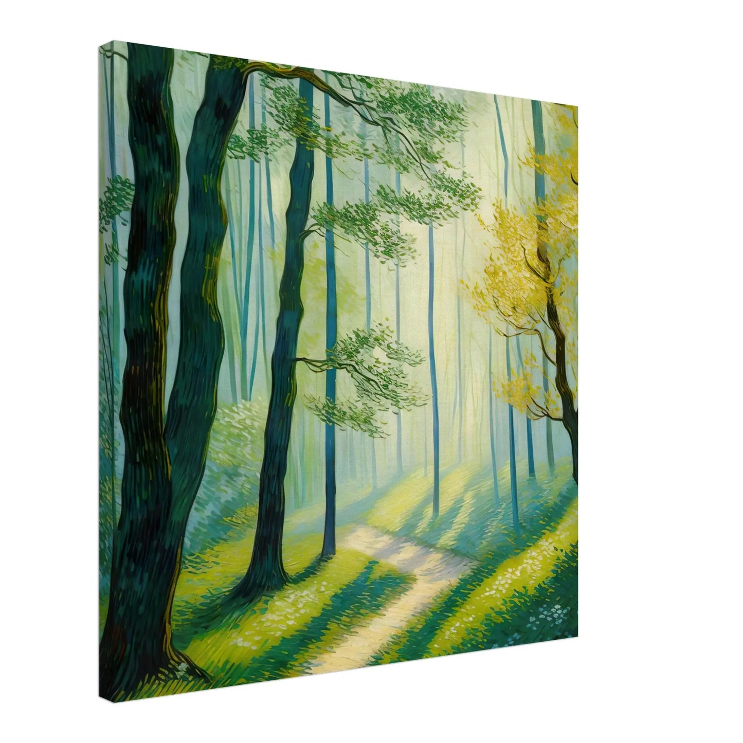 Leinwandbild - Waldweg im Licht - Malerischer Stil, KI-Kunst, Landschaften, - RolConArt