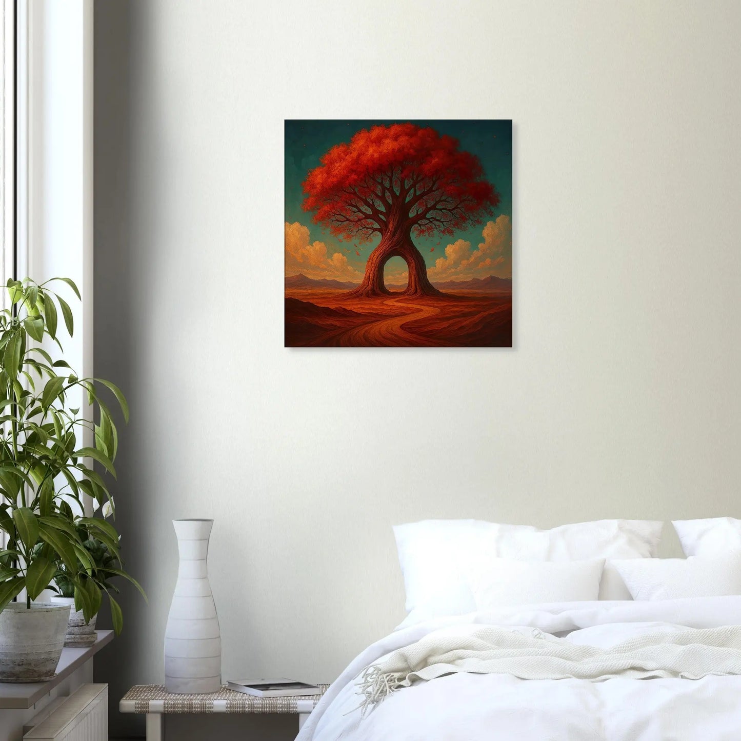 Leinwandbild - Wo Wege durch Bäume führen - Malerischer Stil, KI-Kunst, Surreale Landschaften,  - RolConArt