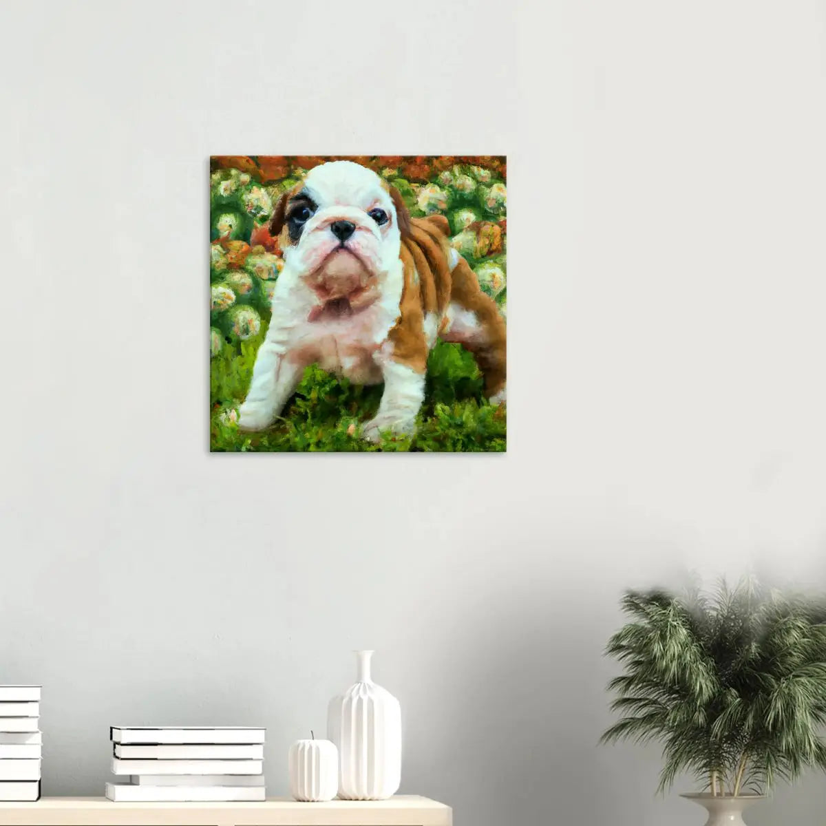 Leinwandbild - Englische Bulldogge - Malerischer Stil, KI-Kunst - RolConArt, Malerischer Stil - Tiere,