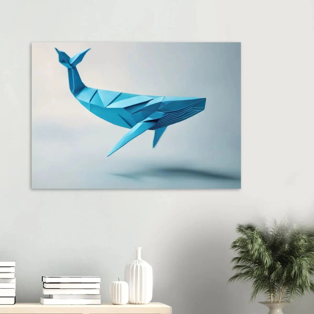 Aluminiumdruck - Blauwal - Origami Stil, KI-Kunst, RolConArt