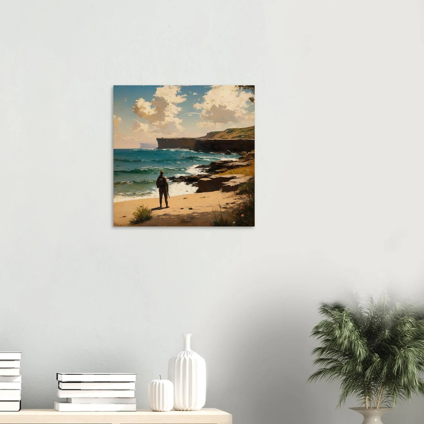 Moderner Forex-Druck - An der Küste - Malerischer Stil, KI-Kunst, Landschaften, 50x50-cm-20x20-Weiß - RolConArt