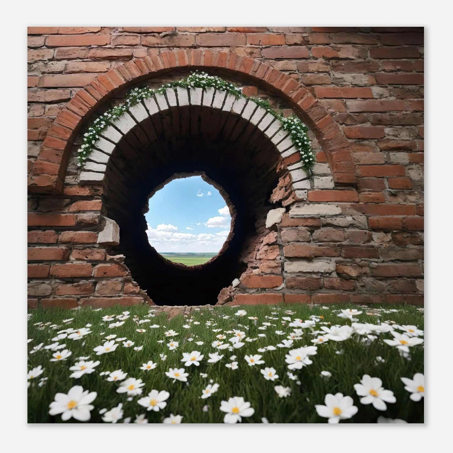 Moderner Forex-Druck - Durchblick - 3D-Stil, KI-Kunst, Landschaften, 40x40-cm-16x16-Weiß - RolConArt