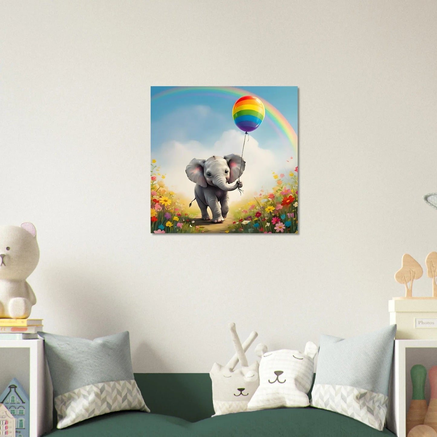 Moderner Forex-Druck - Farbenfrohe Freiheit - Digitaler Stil, KI-Kunst, Kinderbilder, 50x50-cm-20x20-Weiß - RolConArt