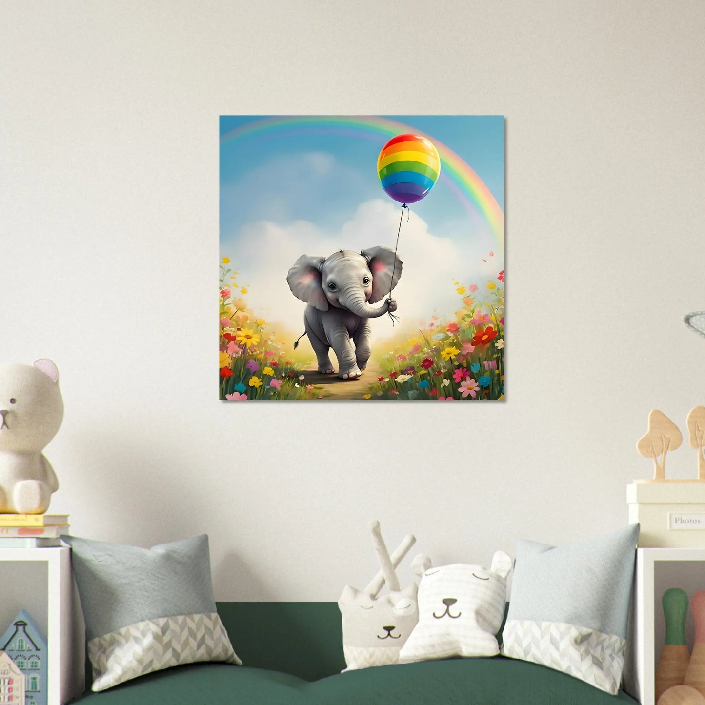 Moderner Forex-Druck - Farbenfrohe Freiheit - Digitaler Stil, KI-Kunst, Kinderbilder, 60x60-cm-24x24-Weiß - RolConArt