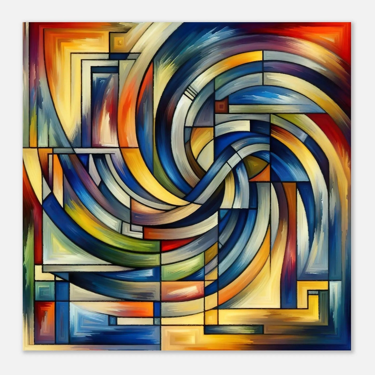 Moderner Forex-Druck - Konstruktive Dynamik - Digitaler Stil, KI-Kunst, Kreative Vielfalt, 40x40-cm-16x16-Schwarz - RolConArt