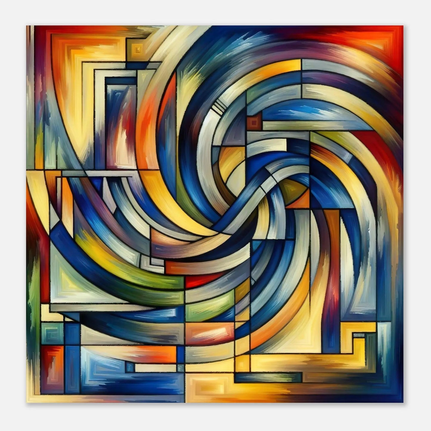 Moderner Forex-Druck - Konstruktive Dynamik - Digitaler Stil, KI-Kunst, Kreative Vielfalt, 60x60-cm-24x24-Weiß - RolConArt