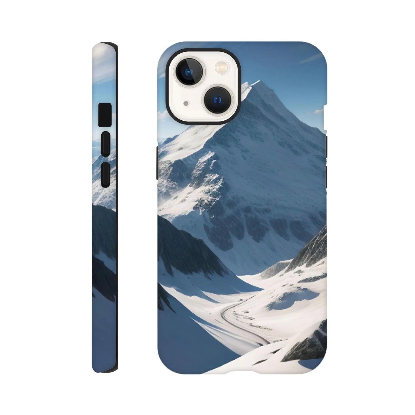 Smartphone-Hülle "Hart" - Berglandschaft - Foto Stil, KI-Kunst, Landschaften, iPhone-13 - RolConArt