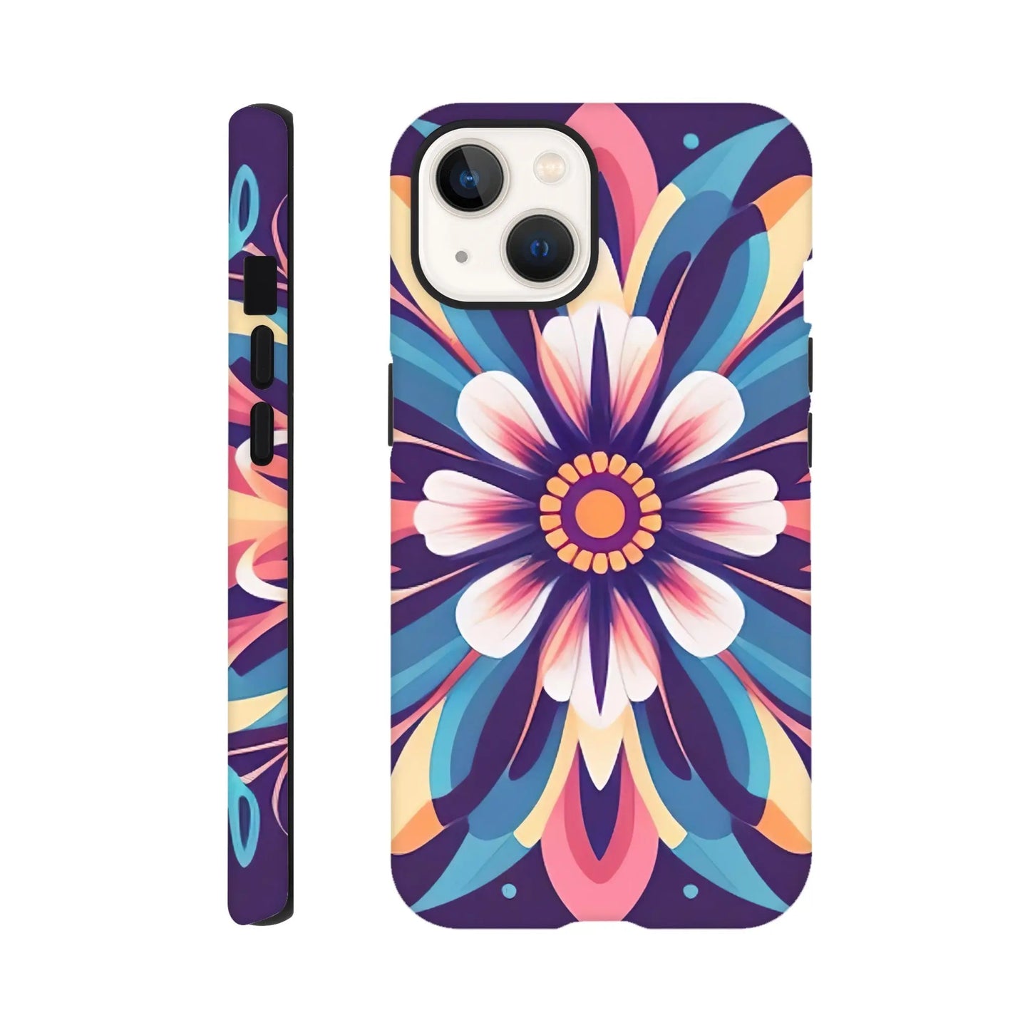 Smartphone-Hülle "Hart" - Blumen Tribal - Digitaler Stil, KI-Kunst, Pflanzen, iPhone-13 - RolConArt