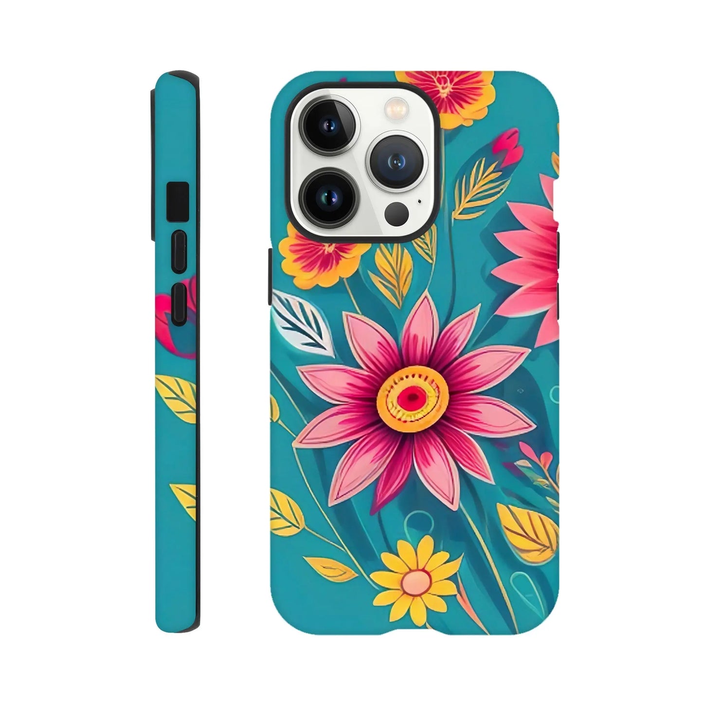 Smartphone-Hülle "Hart" - Blumen Vielfalt - Digitaler Stil, KI-Kunst, Pflanzen, iPhone-13-Pro - RolConArt