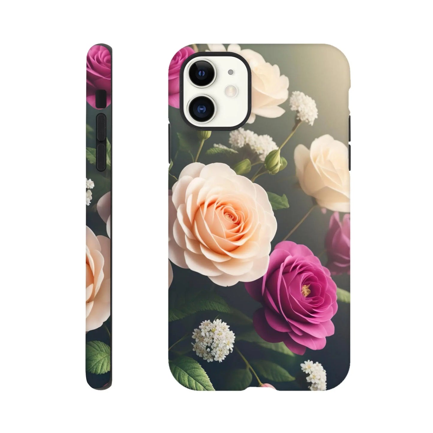 Smartphone-Hülle "Hart" - Blumen Vielfalt - Foto Stil, KI-Kunst, Pflanzen, iPhone-11 - RolConArt