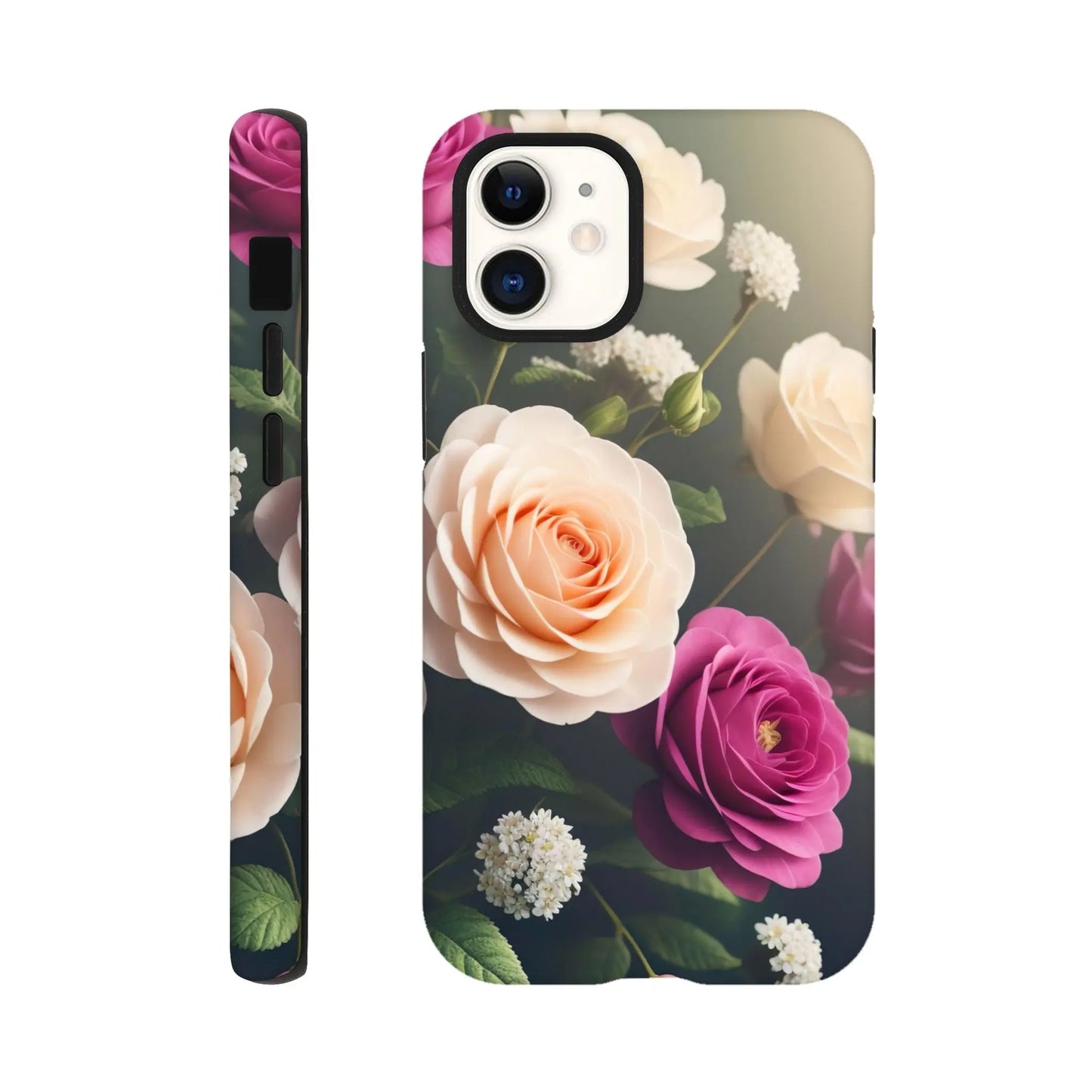 Smartphone-Hülle "Hart" - Blumen Vielfalt - Foto Stil, KI-Kunst, Pflanzen, iPhone-12-Mini - RolConArt