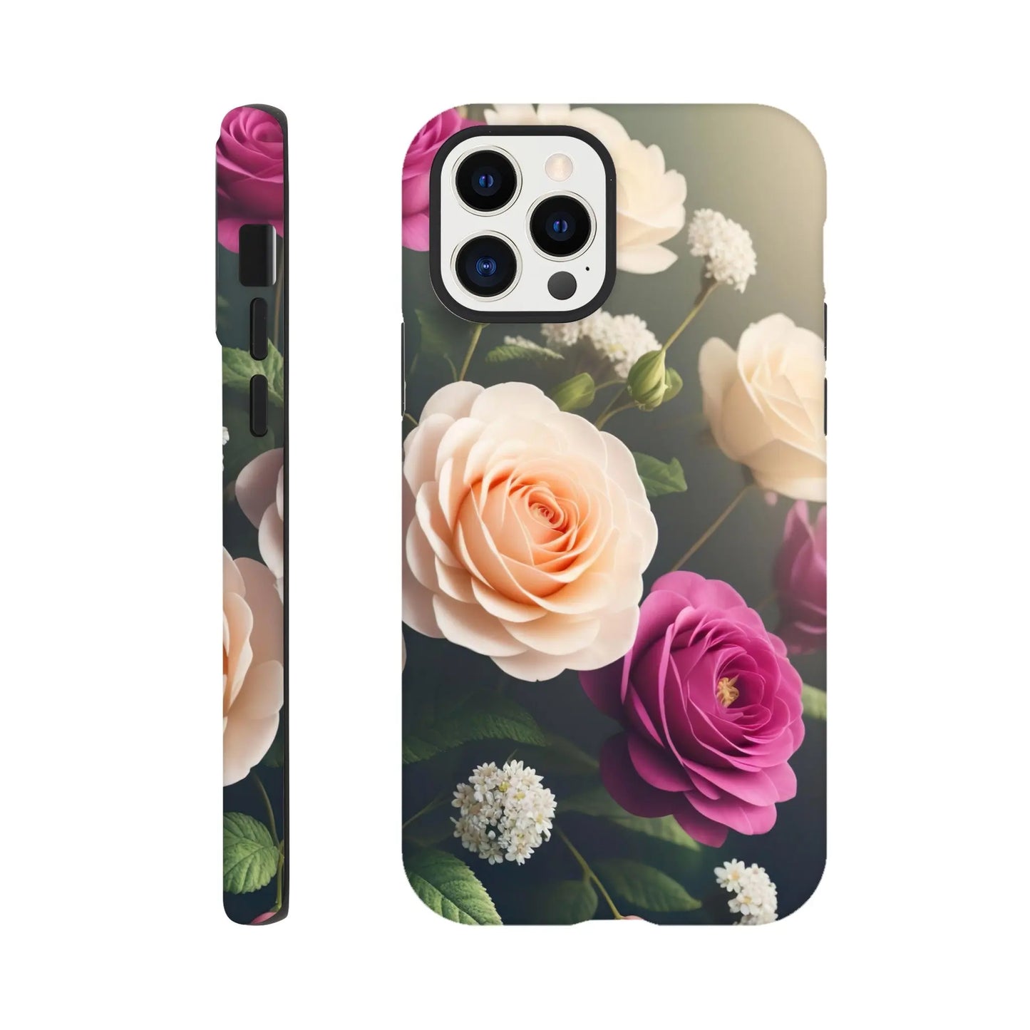Smartphone-Hülle "Hart" - Blumen Vielfalt - Foto Stil, KI-Kunst, Pflanzen, iPhone-12-Pro - RolConArt