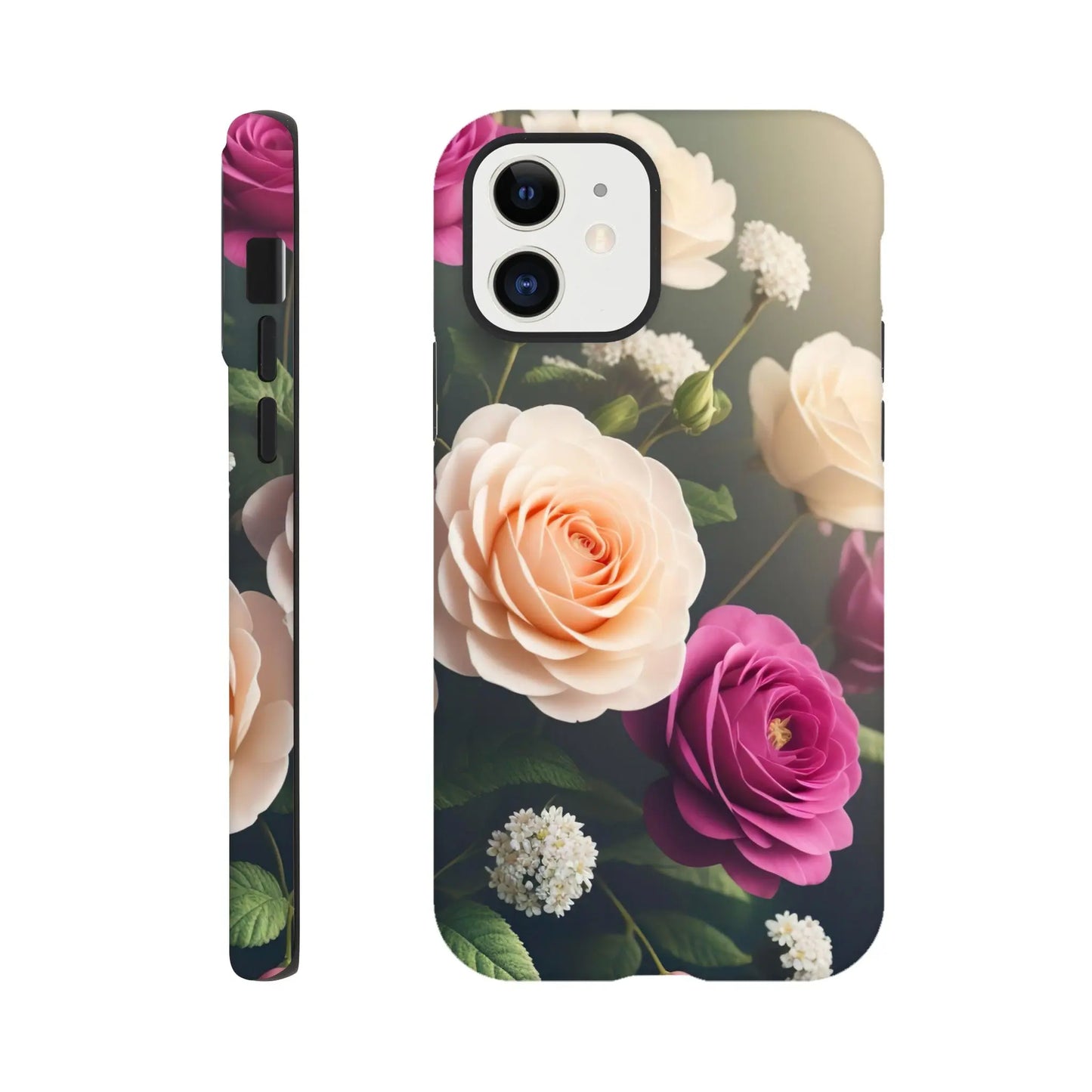 Smartphone-Hülle "Hart" - Blumen Vielfalt - Foto Stil, KI-Kunst, Pflanzen, iPhone-12 - RolConArt
