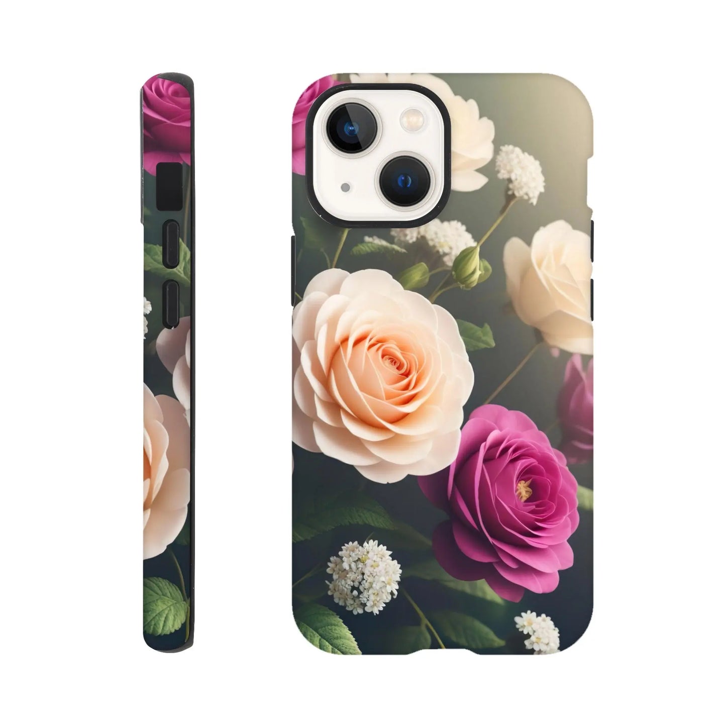 Smartphone-Hülle "Hart" - Blumen Vielfalt - Foto Stil, KI-Kunst, Pflanzen, iPhone-13-Mini - RolConArt