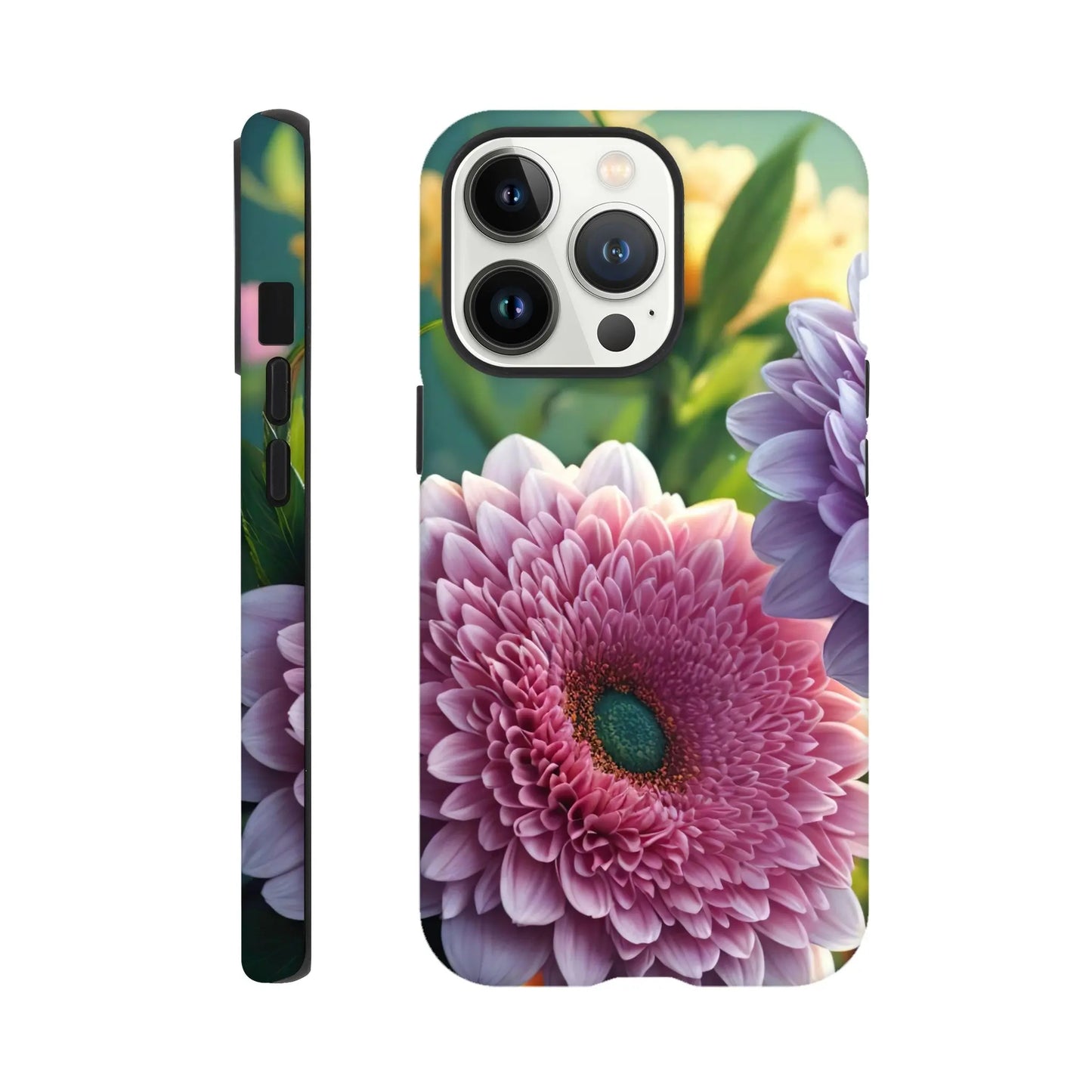 Smartphone-Hülle "Hart" - Blumen Vielfalt - Foto Stil, KI-Kunst, Pflanzen, iPhone-13-Pro - RolConArt