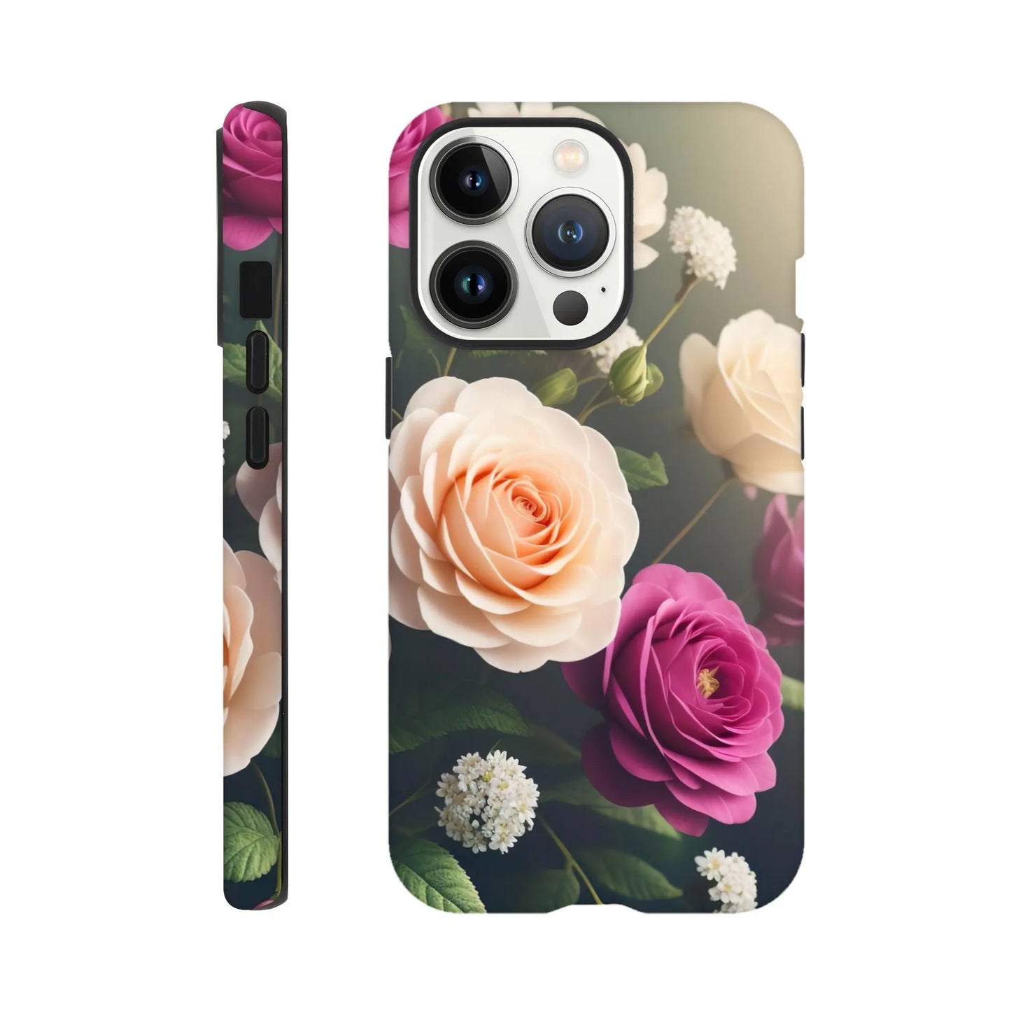 Smartphone-Hülle "Hart" - Blumen Vielfalt - Foto Stil, KI-Kunst, Pflanzen, iPhone-13-Pro - RolConArt