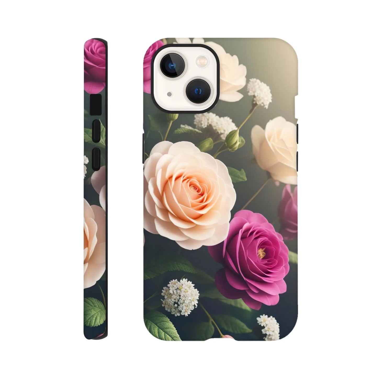 Smartphone-Hülle "Hart" - Blumen Vielfalt - Foto Stil, KI-Kunst, Pflanzen, iPhone-13 - RolConArt