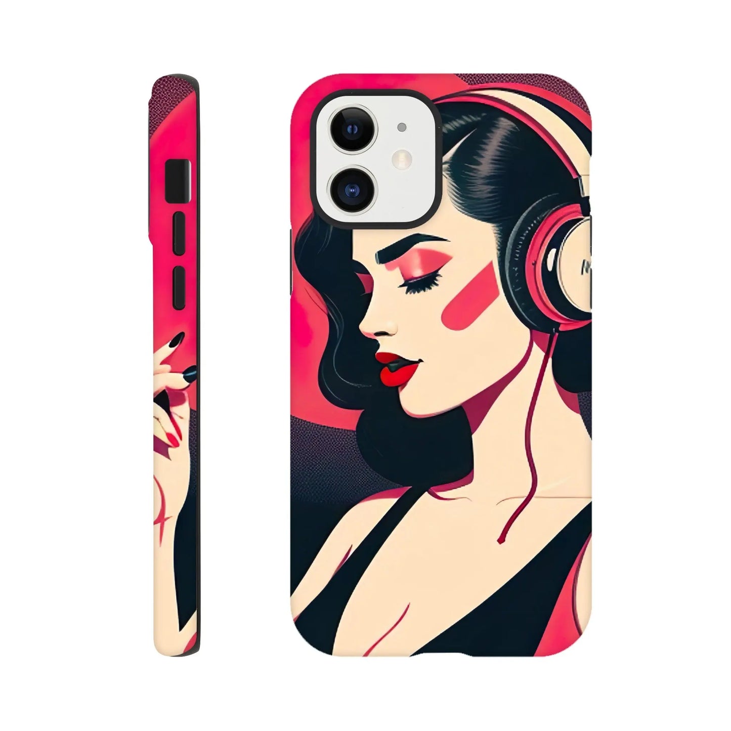 Smartphone-Hülle "Hart" - Frauenporträt im Retro Stil, KI-Kunst, Retro - Porträts, iPhone-12 - RolConArt