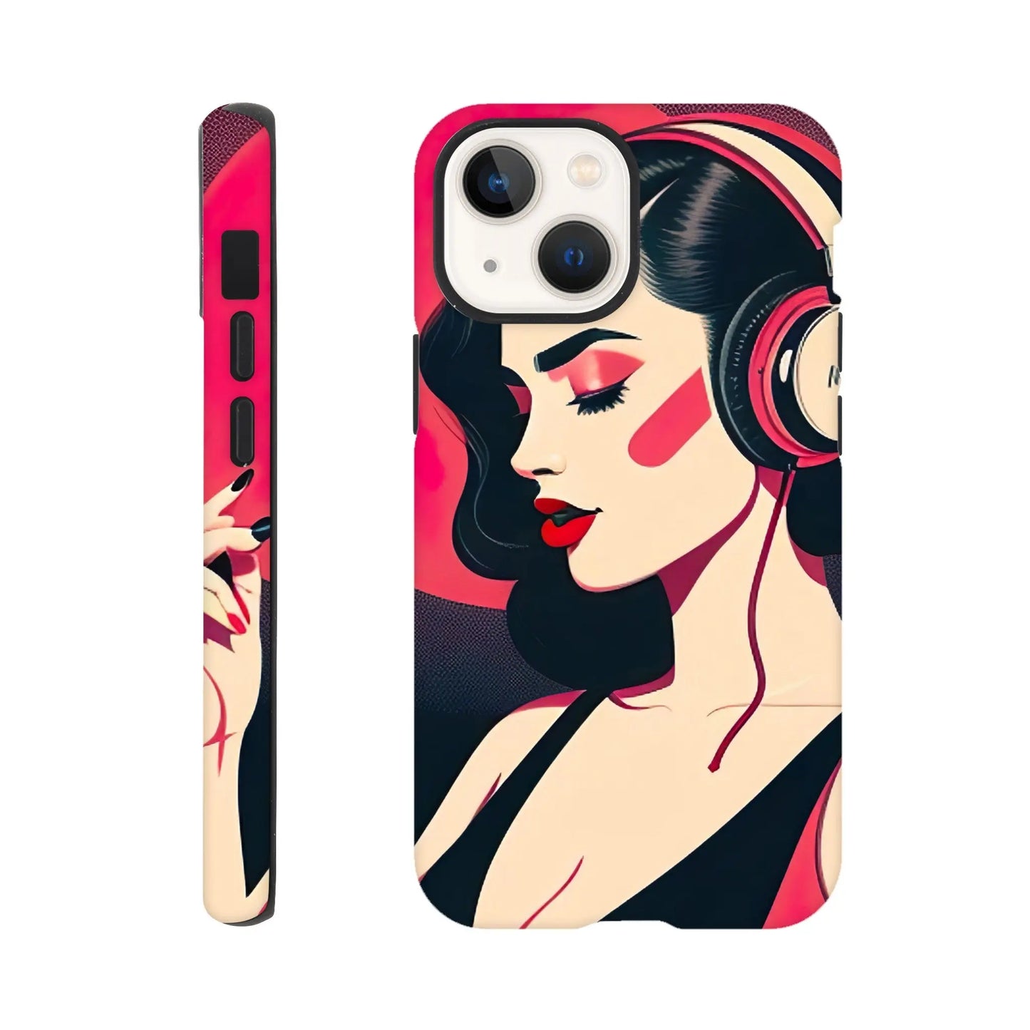 Smartphone-Hülle "Hart" - Frauenporträt im Retro Stil, KI-Kunst, Retro - Porträts, iPhone-13-Mini - RolConArt