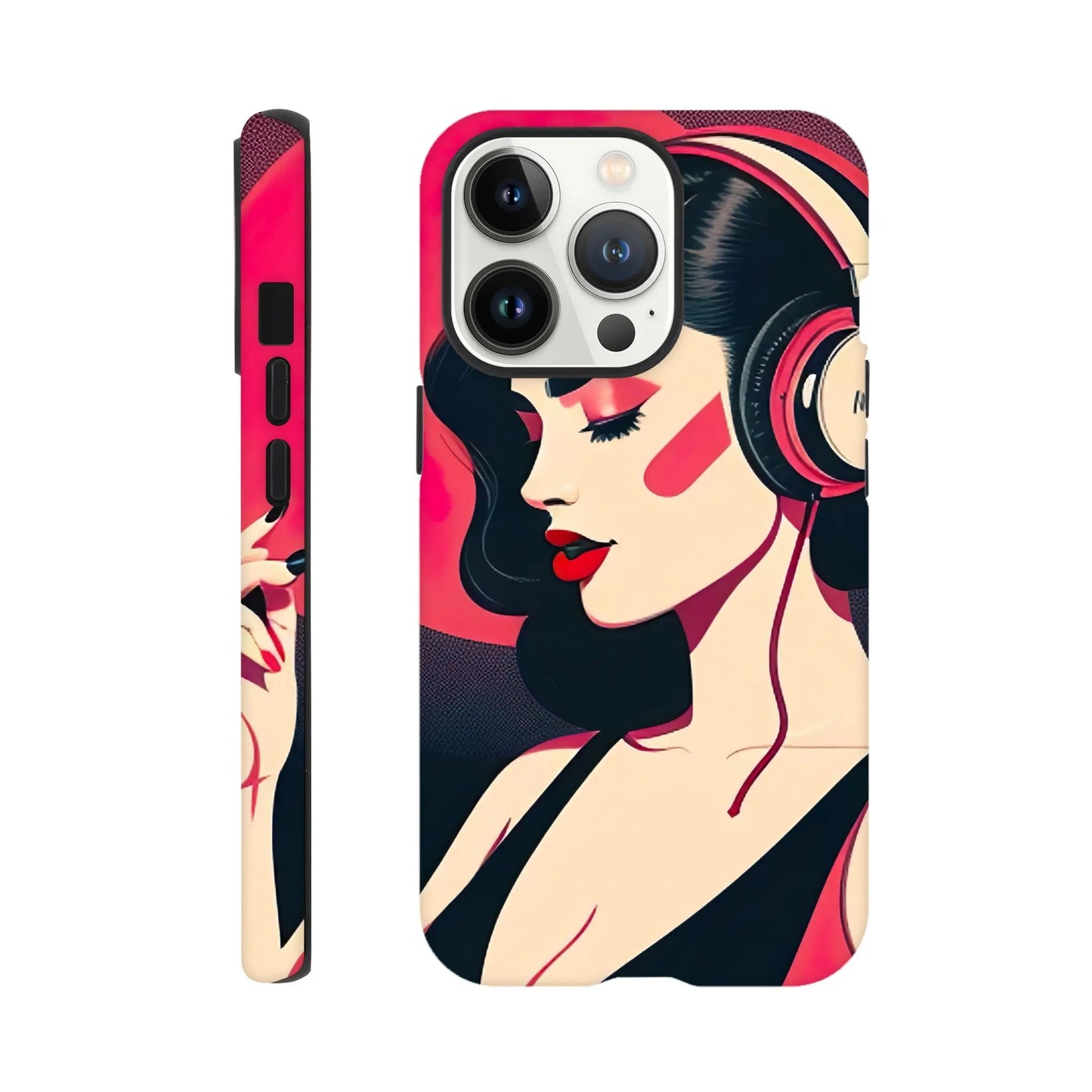 Smartphone-Hülle "Hart" - Frauenporträt im Retro Stil, KI-Kunst, Retro - Porträts, iPhone-13-Pro - RolConArt