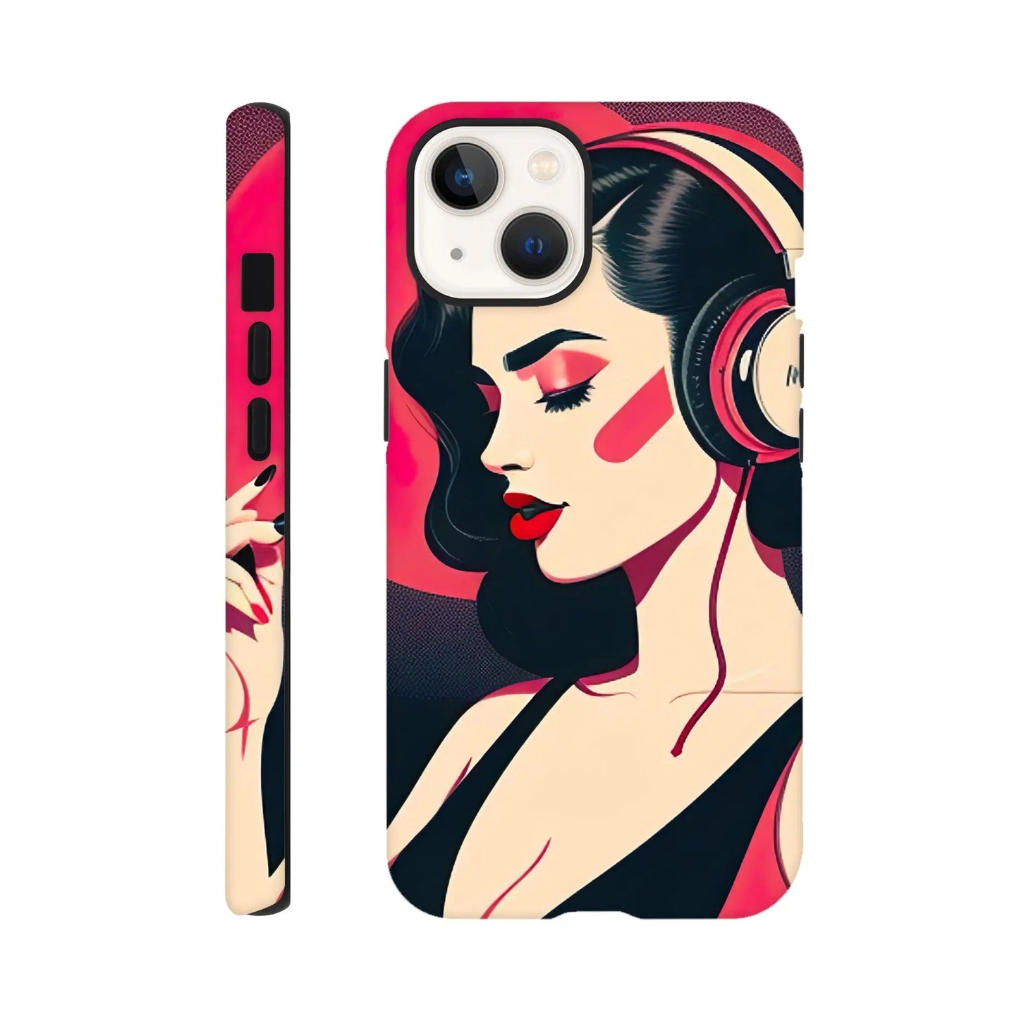 Smartphone-Hülle "Hart" - Frauenporträt im Retro Stil, KI-Kunst, Retro - Porträts, iPhone-13 - RolConArt