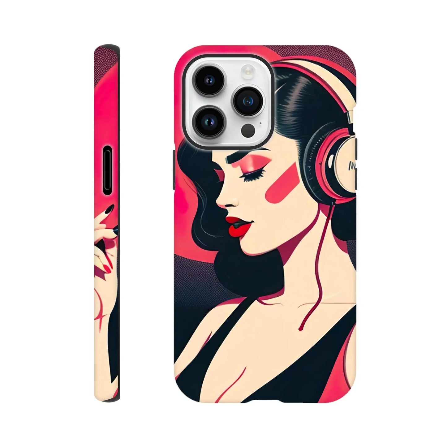Smartphone-Hülle "Hart" - Frauenporträt im Retro Stil, KI-Kunst, Retro - Porträts, iPhone-14-Pro-Max - RolConArt