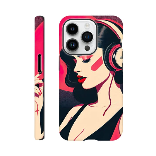 Smartphone-Hülle "Hart" - Frauenporträt im Retro Stil, KI-Kunst, Retro - Porträts, iPhone-14-Pro - RolConArt