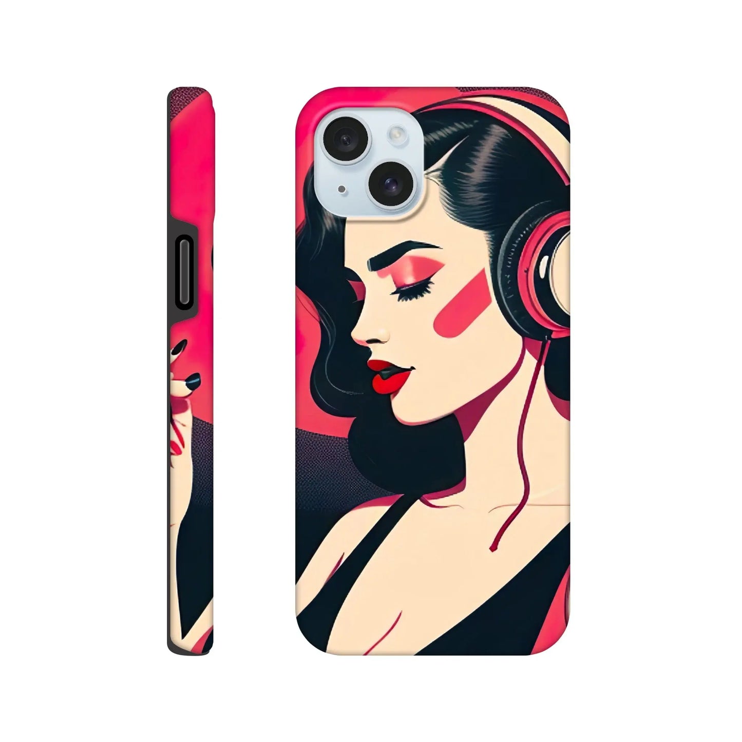 Smartphone-Hülle "Hart" - Frauenporträt im Retro Stil, KI-Kunst, Retro - Porträts, iPhone-15-Plus - RolConArt