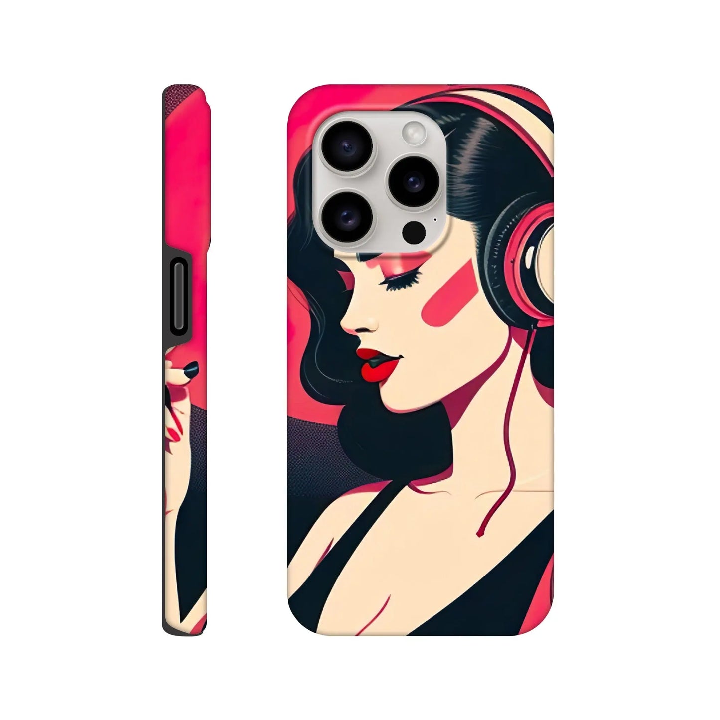 Smartphone-Hülle "Hart" - Frauenporträt im Retro Stil, KI-Kunst, Retro - Porträts, iPhone-15-Pro - RolConArt