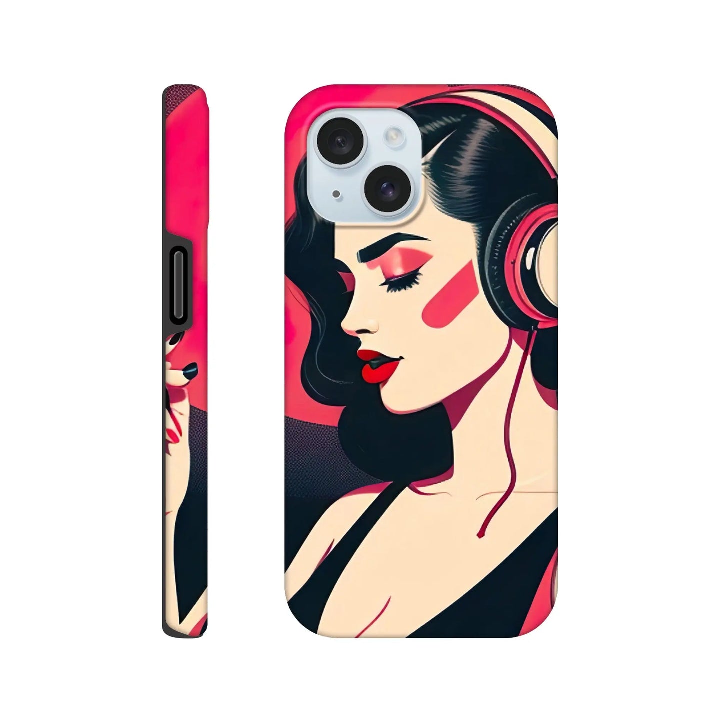 Smartphone-Hülle "Hart" - Frauenporträt im Retro Stil, KI-Kunst, Retro - Porträts, iPhone-15 - RolConArt