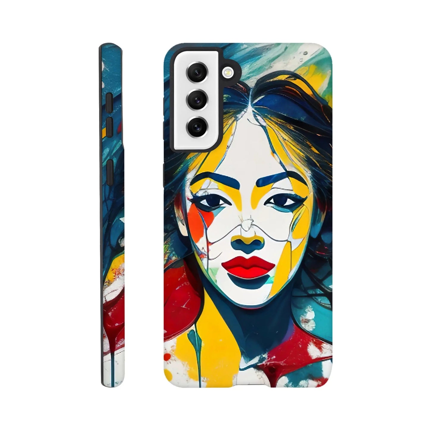 Smartphone-Hülle "Hart" - Frauenporträt im Splash Art Stil, KI-Kunst, Splash Art - Porträts, Galaxy-S21-Plus - RolConArt