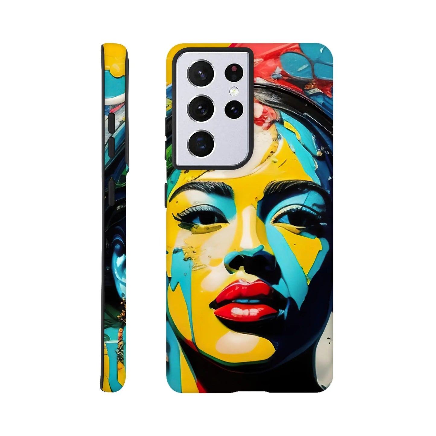 Smartphone-Hülle "Hart" - Frauenporträt im Splash Art Stil, KI-Kunst, Splash Art - Porträts, Galaxy-S21-Ultra - RolConArt