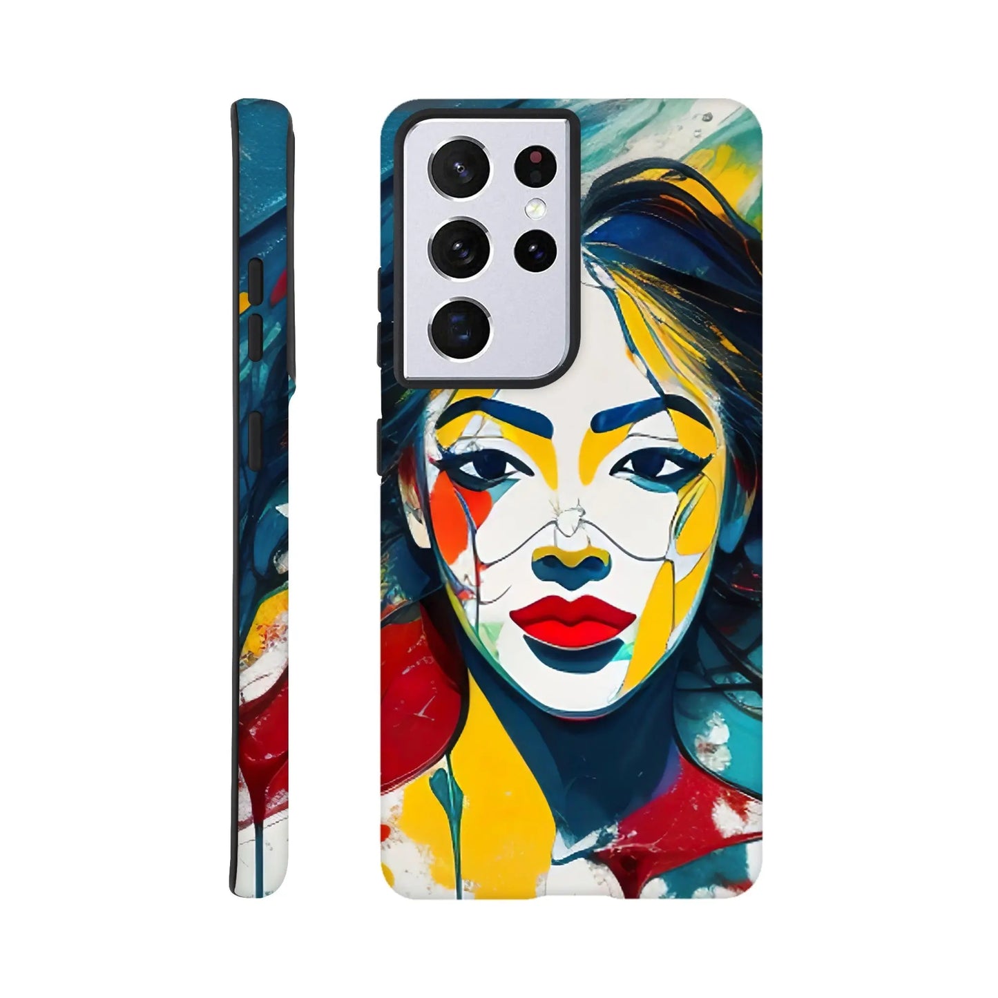 Smartphone-Hülle "Hart" - Frauenporträt im Splash Art Stil, KI-Kunst, Splash Art - Porträts, Galaxy-S21-Ultra - RolConArt