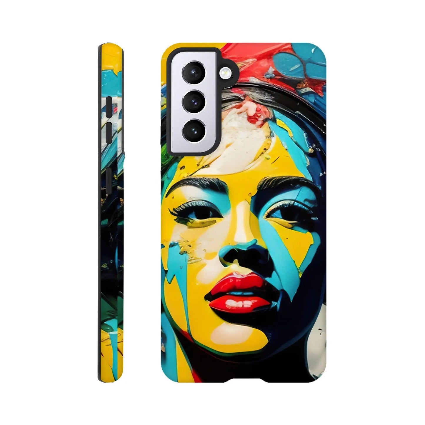 Smartphone-Hülle "Hart" - Frauenporträt im Splash Art Stil, KI-Kunst, Splash Art - Porträts, Galaxy-S21 - RolConArt