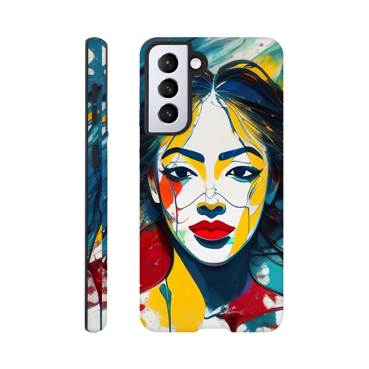 Smartphone-Hülle "Hart" - Frauenporträt im Splash Art Stil, KI-Kunst, Splash Art - Porträts, Galaxy-S21 - RolConArt