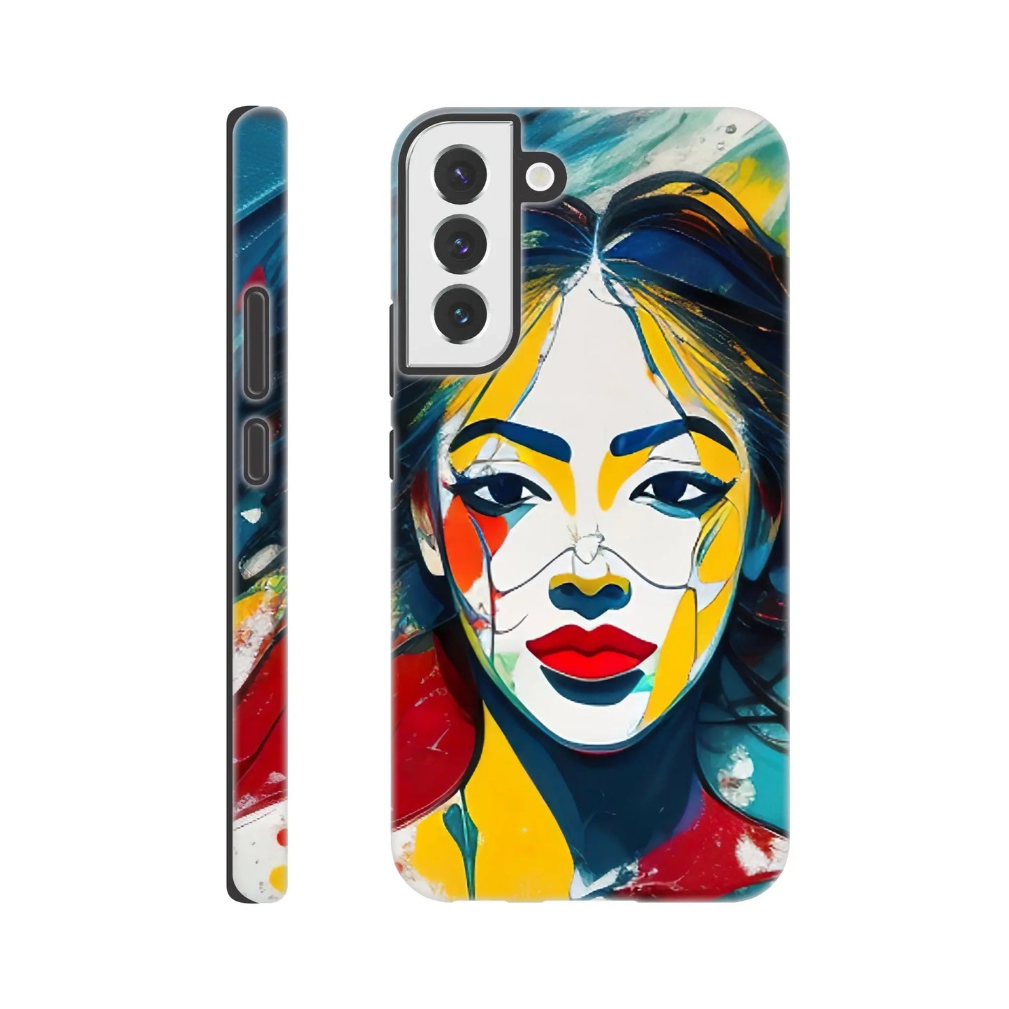 Smartphone-Hülle "Hart" - Frauenporträt im Splash Art Stil, KI-Kunst, Splash Art - Porträts, Galaxy-S22-Plus - RolConArt
