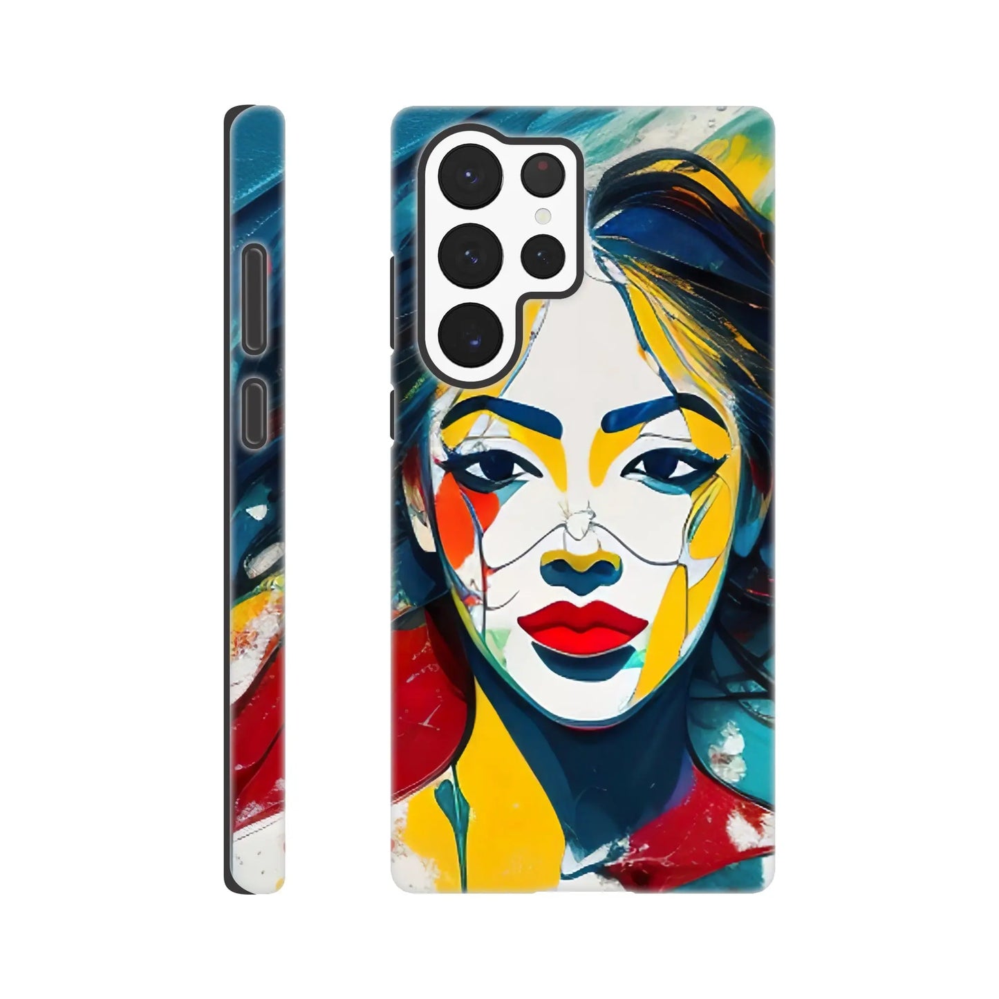 Smartphone-Hülle "Hart" - Frauenporträt im Splash Art Stil, KI-Kunst, Splash Art - Porträts, Galaxy-S22-Ultra - RolConArt